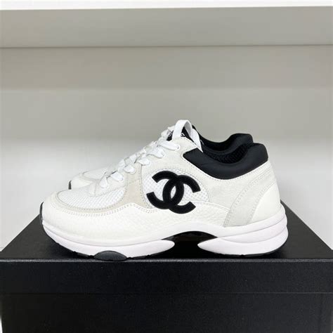 black chanel runners|Chanel sneaker black and white.